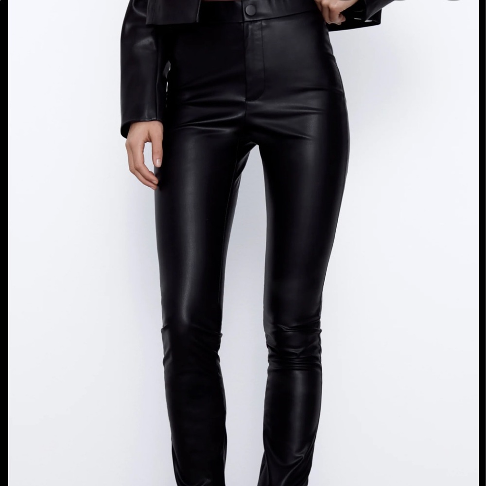 Zara Leather Leggings | Zip Side | Medium